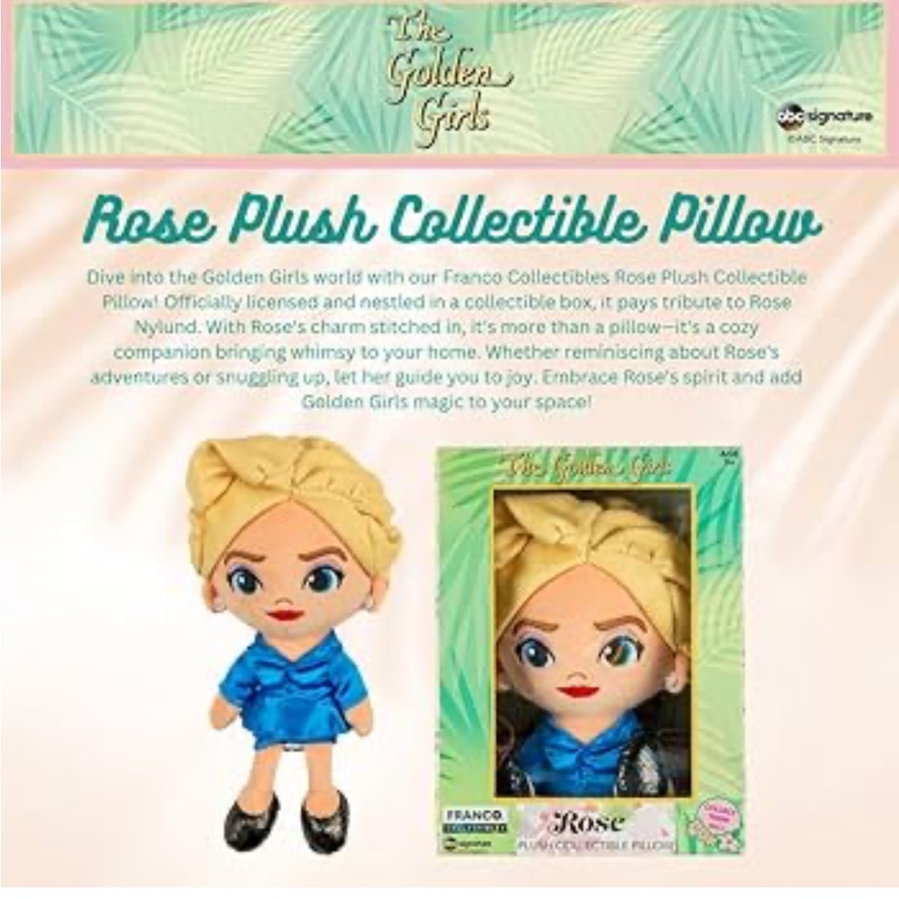 The Golden Girls ROSE Bedding Plush Pillow New - Picture 2 of 13